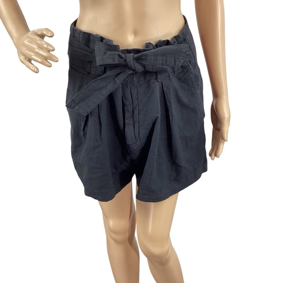 Free People Everywhere You Go Paperbag Waist Shorts Black Size 10 - Picture 1 of 7